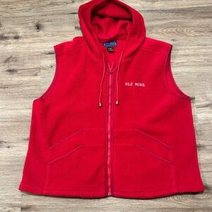 Vintage 90s Vest XL Ole Miss Crable Sportswear Hooded Fleece  Unisex Sports